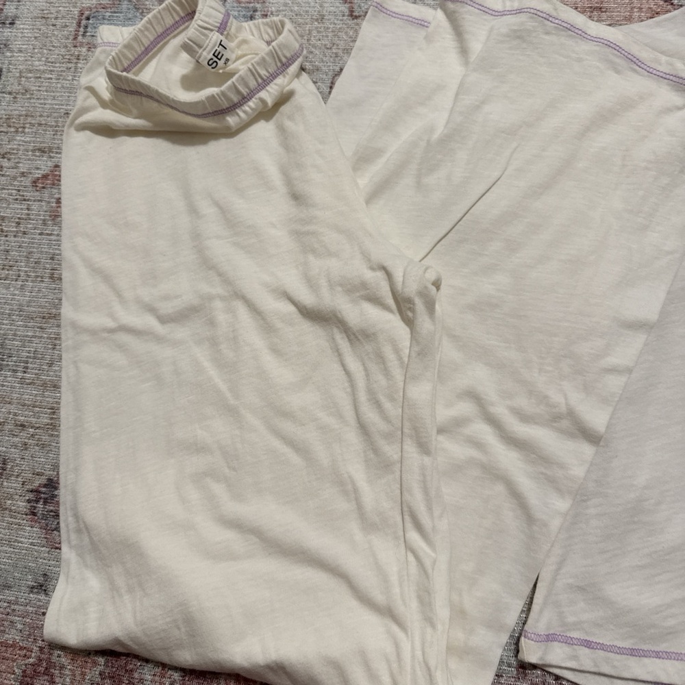 Parke x Set Active linen set in blanc with petunia trim size XS - Picture 5 of 6